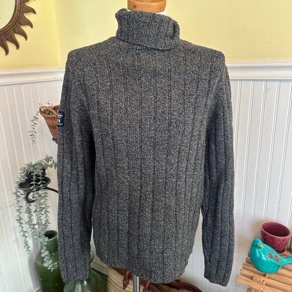 Abercrombie & Fitch Mens Vintage 90s Gray Ribbed Turtleneck Sweater XL - Picture 1 of 6